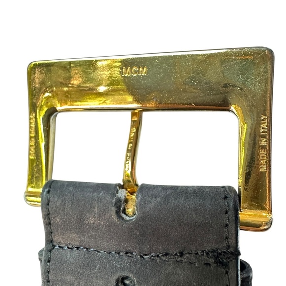 Vintage NEIMAN MARCUS Black Leather With Wide Gold Studs Unisex Belt S main image 4